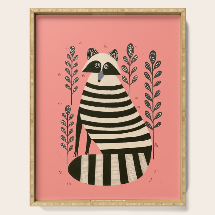 Pink Forest Raccoon Serving Tray Gallery Image 1