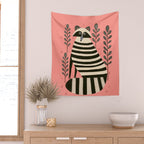 Pink Forest Raccoon Wall Tapestry Gallery Image 2
