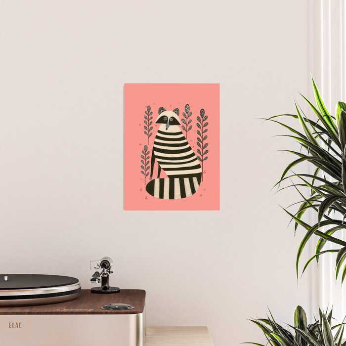 Pink Forest Raccoon Poster Gallery Image 2