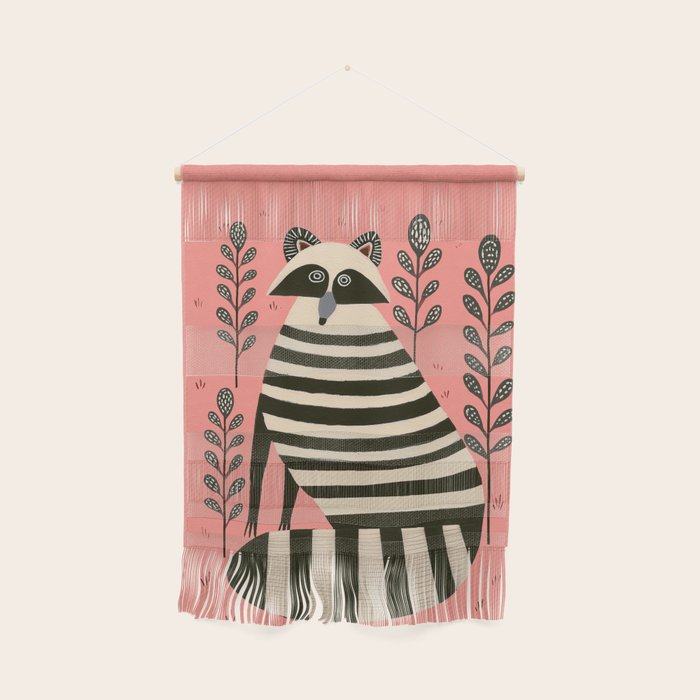 Pink Forest Raccoon Wall Hanging Gallery Image 1