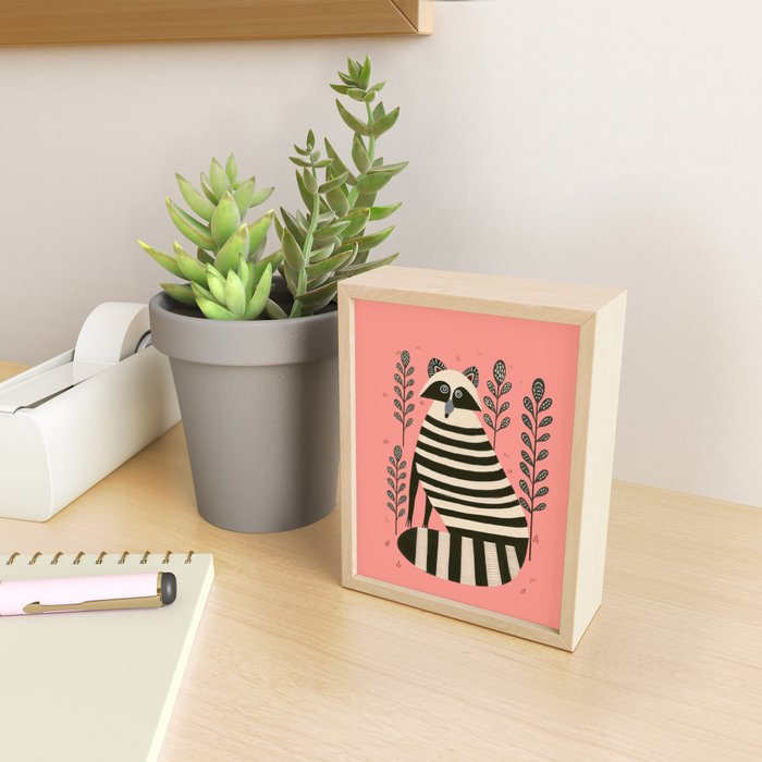 Pink Forest Raccoon Mini Art Print Gallery Image 2