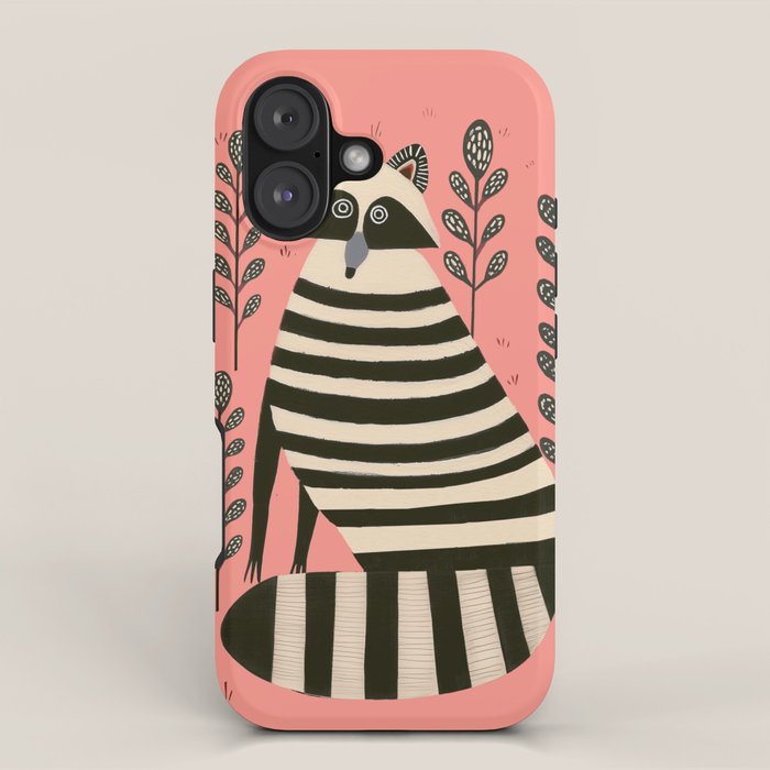 Pink Forest Raccoon iPhone Case Gallery Image 1