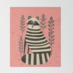 Pink Forest Raccoon Throw Blanket Gallery Image 2