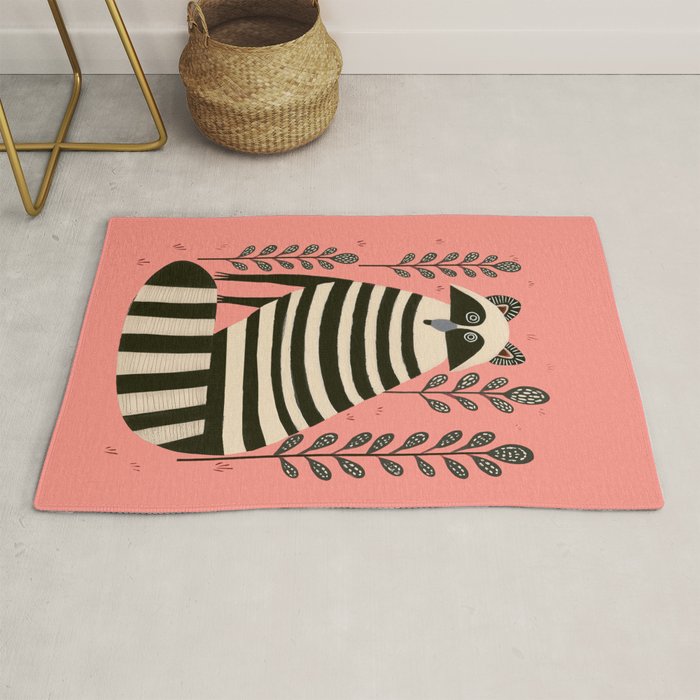 Pink Forest Raccoon Rug Gallery Image 1