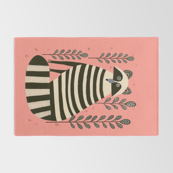 Pink Forest Raccoon Rug Gallery Image 2
