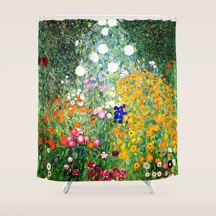 Gustav Klimt Flower Garden  vibrant Shower Curtain Gallery Image 1