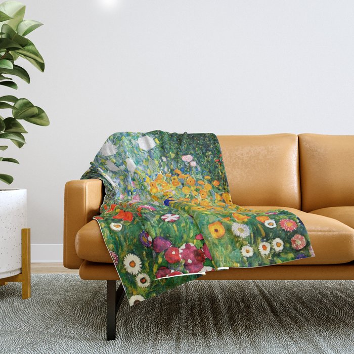 Gustav Klimt Flower Garden  vibrant Throw Blanket Gallery Image 1