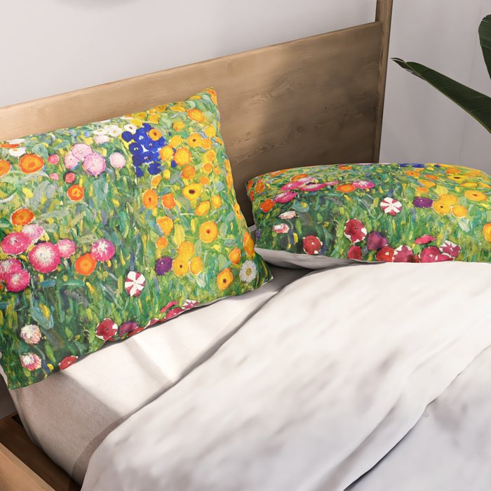 Gustav Klimt Flower Garden  vibrant Pillow Sham Gallery Image 2