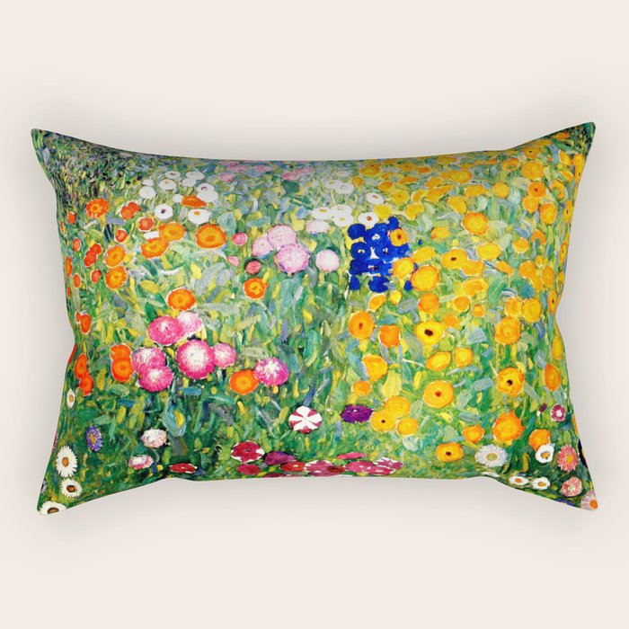 Gustav Klimt Flower Garden  vibrant Rectangular Pillow Gallery Image 2