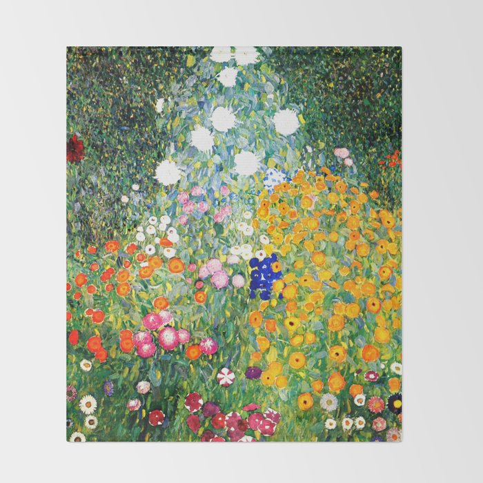 Gustav Klimt Flower Garden  vibrant Throw Blanket Gallery Image 2