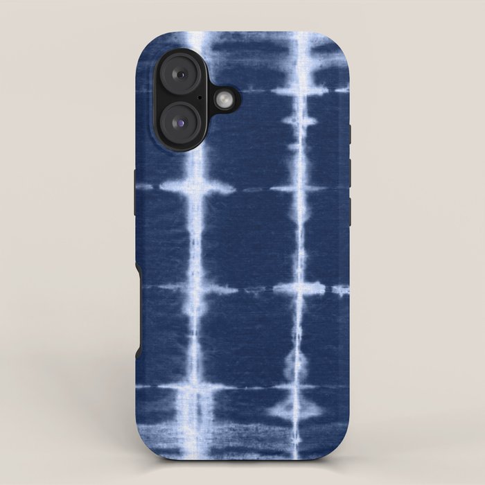 Shibori itajime indigo square pattern iPhone Case Gallery Image 1