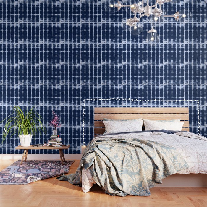 Shibori itajime indigo square pattern Wallpaper Gallery Image 3