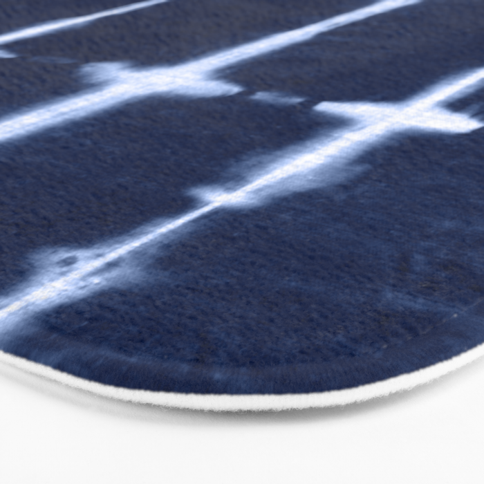 Shibori itajime indigo square pattern Bath Mat Gallery Image 3
