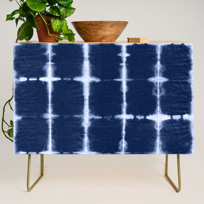 Shibori itajime indigo square pattern Credenza Gallery Image 1