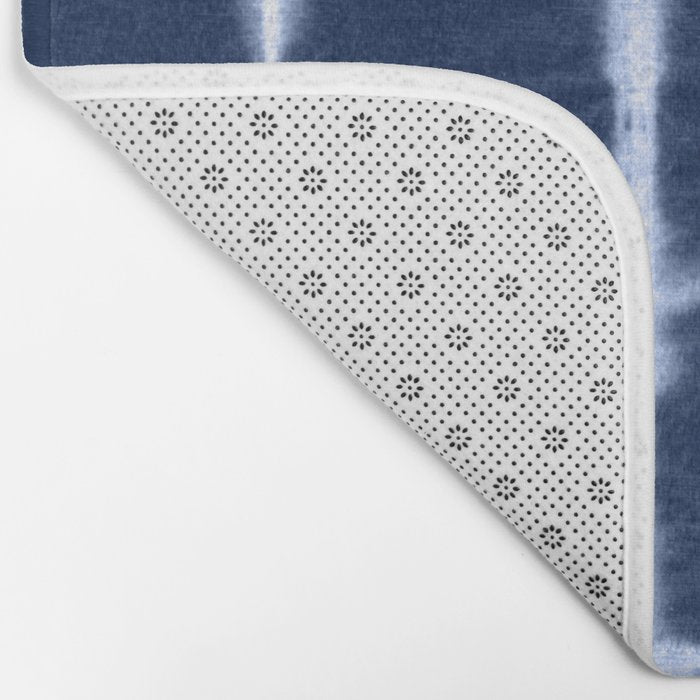Shibori itajime indigo square pattern Bath Mat Gallery Image 2