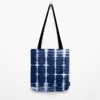 Shibori itajime indigo square pattern Tote Bag Gallery Image 2