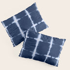 Shibori itajime indigo square pattern Pillow Sham Gallery Image 3