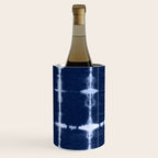 Shibori itajime indigo square pattern Wine Chiller Gallery Image 3