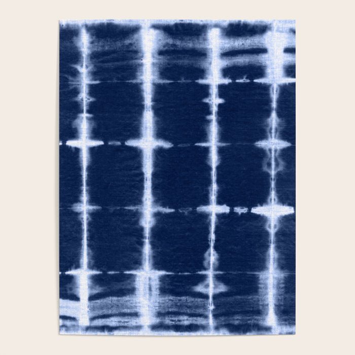 Shibori itajime indigo square pattern Poster Gallery Image 4