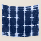 Shibori itajime indigo square pattern Wall Tapestry Gallery Image 4