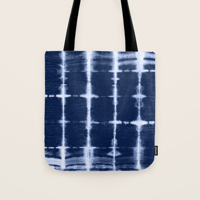 Shibori itajime indigo square pattern Tote Bag Gallery Image 1