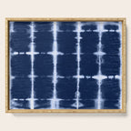 Shibori itajime indigo square pattern Serving Tray Gallery Image 1