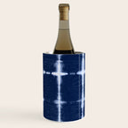 Shibori itajime indigo square pattern Wine Chiller Gallery Image 2