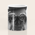 Derby Spectator watching ponies with opera glasses black and white photograph - photography - photographs Coffee Mug Gallery Image 4