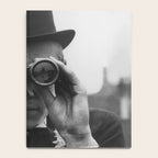 Derby Spectator watching ponies with opera glasses black and white photograph - photography - photographs Notebook Gallery Image 4