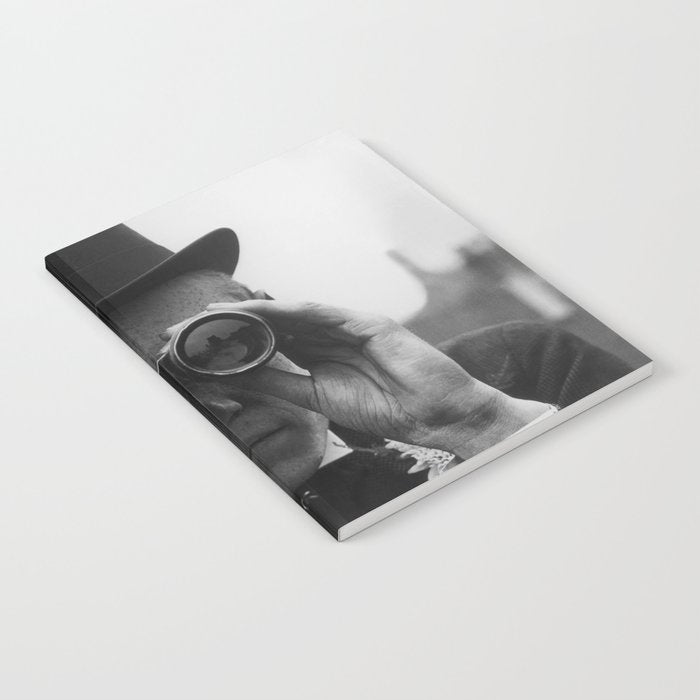 Derby Spectator watching ponies with opera glasses black and white photograph - photography - photographs Notebook Gallery Image 2