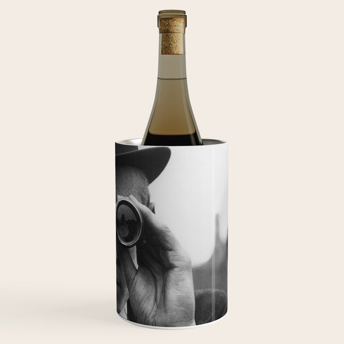 Derby Spectator watching ponies with opera glasses black and white photograph - photography - photographs Wine Chiller Gallery Image 3