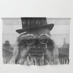 Derby Spectator watching ponies with opera glasses black and white photograph - photography - photographs Wall Hanging Gallery Image 1