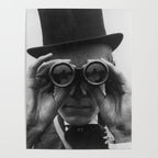 Derby Spectator watching ponies with opera glasses black and white photograph - photography - photographs Poster Gallery Image 4