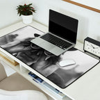 Derby Spectator watching ponies with opera glasses black and white photograph - photography - photographs Desk Mat Gallery Image 2