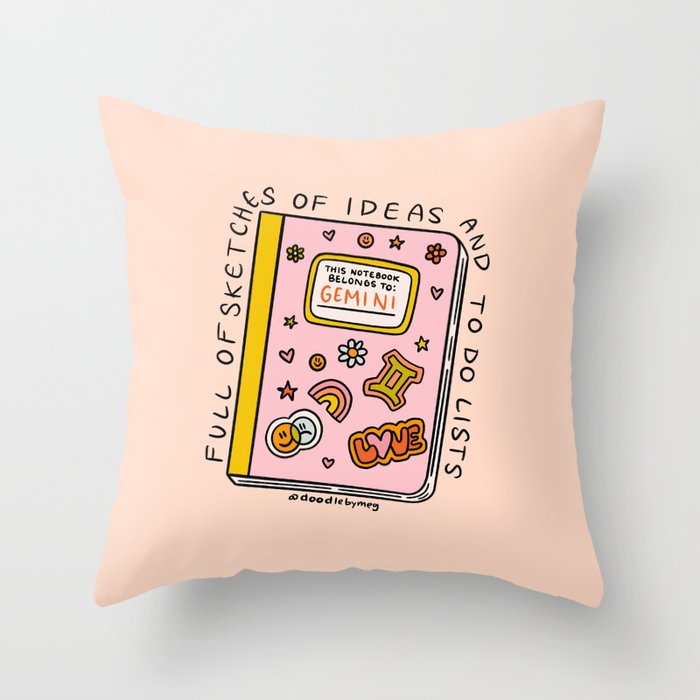 Gemini Notebook Throw Pillow Gallery Image 1