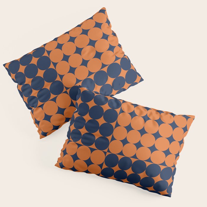 Abstraction Shapes 30 in vintage Orange and Navy Blue Pillow Sham Gallery Image 3