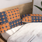 Abstraction Shapes 30 in vintage Orange and Navy Blue Pillow Sham Gallery Image 2