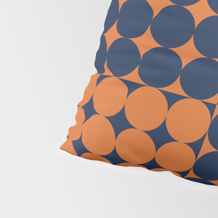 Abstraction Shapes 30 in vintage Orange and Navy Blue Pillow Sham Gallery Image 4