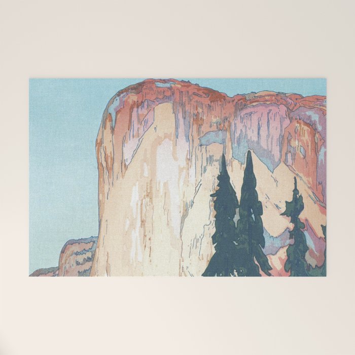 Hiroshi Yoshida, El Capitan Yosemite California United States Of America - Vintage Japanese Woodblock Print Art Welcome Mat Gallery Image 1