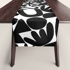 Black and white organic nature art shape pattern Table Runner Gallery Image 1
