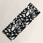 Black and white organic nature art shape pattern Yoga Mat Gallery Image 1