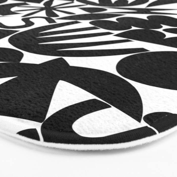 Black and white organic nature art shape pattern Bath Mat Gallery Image 3