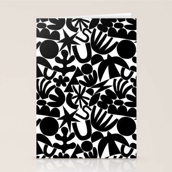 Black and white organic nature art shape pattern Stationery Card Gallery Image 2