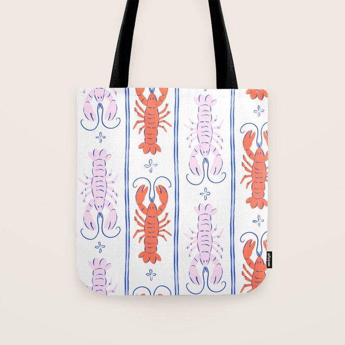 Lobster Stripe Pattern Tote Bag Gallery Image 1