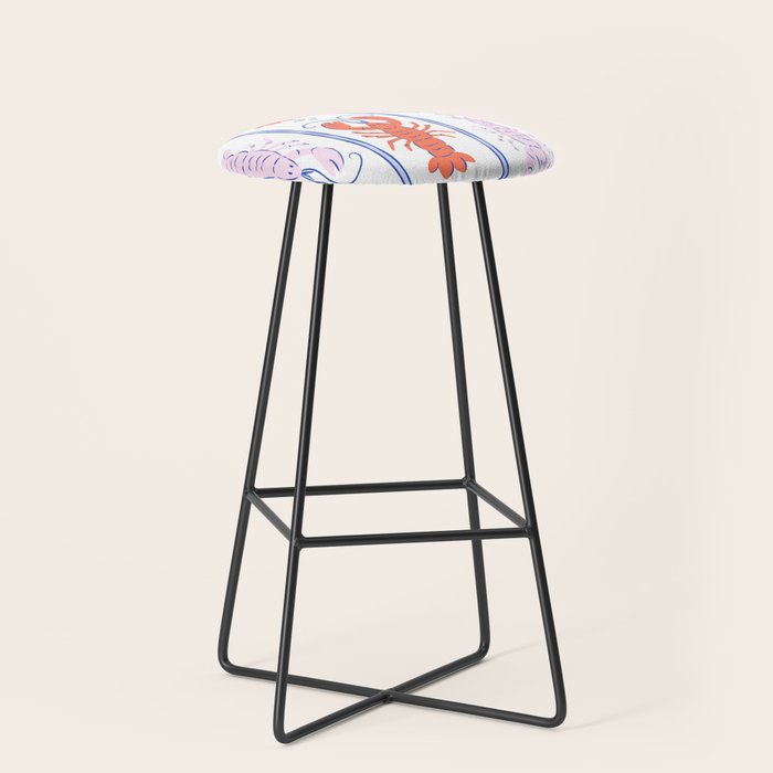 Lobster Stripe Pattern Stool Gallery Image 1
