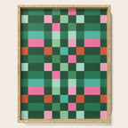 Christmas Checks Pattern - Green Red and Pink Serving Tray Gallery Image 1
