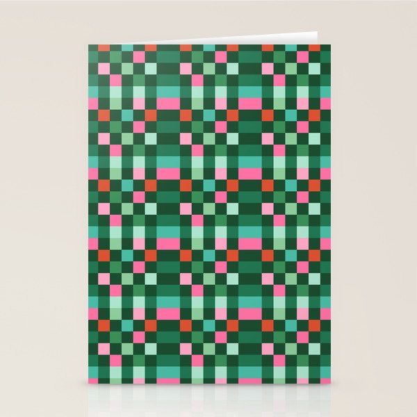 Christmas Checks Pattern - Green Red and Pink Stationery Card Gallery Image 2
