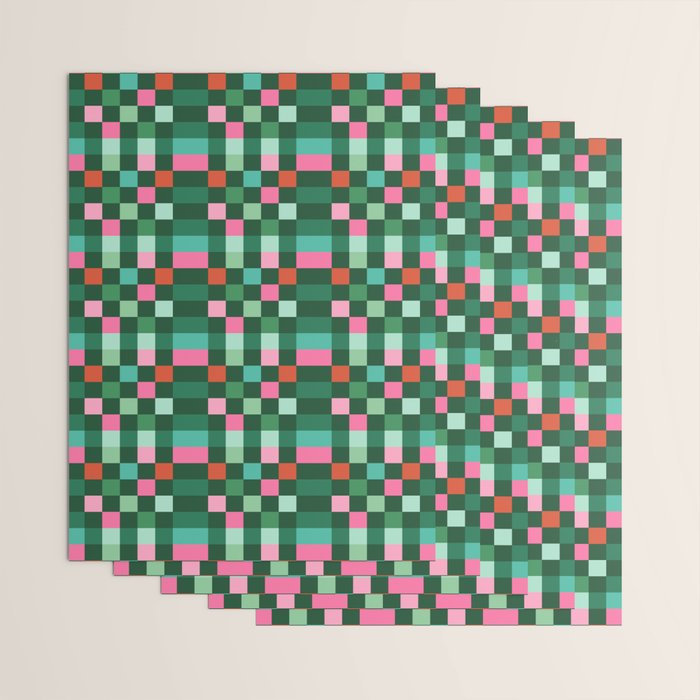 Christmas Checks Pattern - Green Red and Pink Wrapping Paper Gallery Image 3
