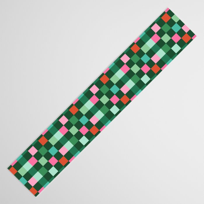 Christmas Checks Pattern - Green Red and Pink Table Runner Gallery Image 3