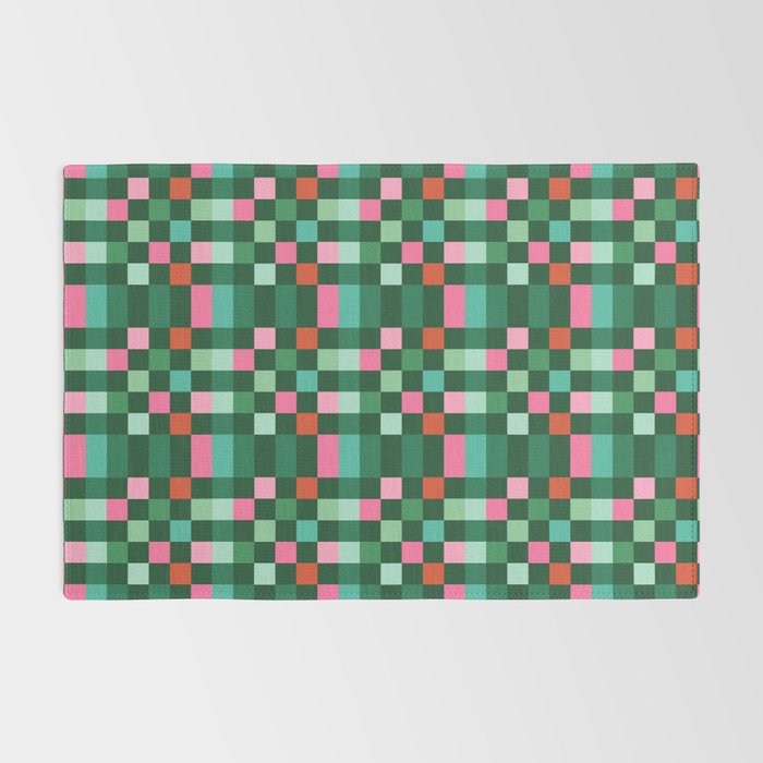 Christmas Checks Pattern - Green Red and Pink Rug Gallery Image 2